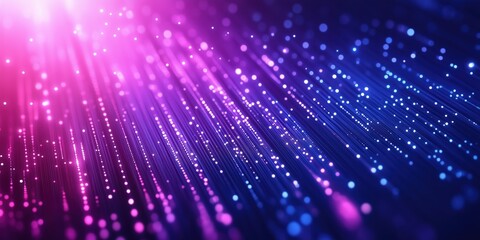 Wall Mural - purple and blue gradient lights arranged in vertical lines with glowing dots, creating an abstract f