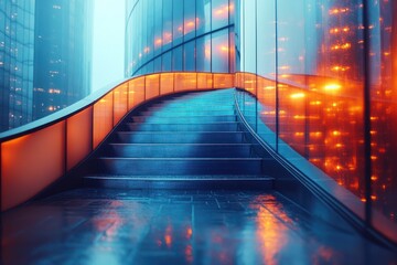 Poster - Modern Architecture: Glass Staircase Leading to Success