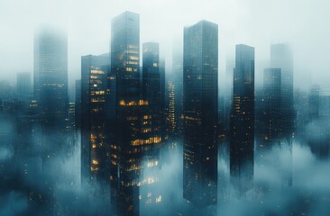 Canvas Print - Cityscape in the Clouds