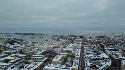 Sticker - Helsinki city view during evening or early morning in wintertime.