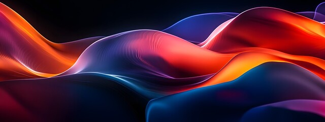 Wall Mural - Abstract background with colorful flowing waves on a black background, a futuristic design element