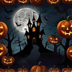 Wall Mural - halloween background with pumpkin