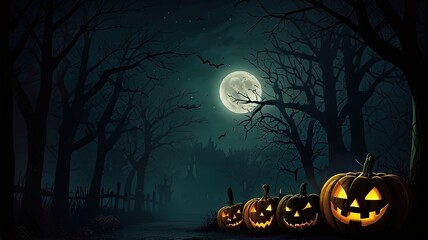 Wall Mural - halloween background with pumpkin