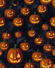 Wall Mural - halloween background with pumpkin