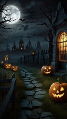 Wall Mural - halloween background with pumpkin