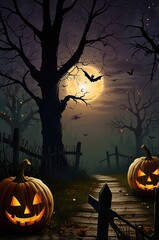 Wall Mural - halloween background with pumpkin