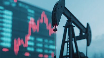 Wall Mural - Financial forecasting in energy trading: oil pump and digital graph analysis