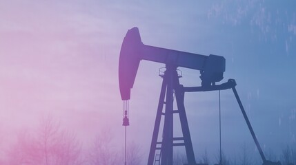 Wall Mural - Financial forecasting in energy trading: oil pumpjack at dusk design for print and digital media