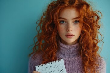 Canvas Print - Redhead woman holding a calendar