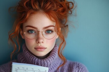 Canvas Print - Redhead Woman with Glasses