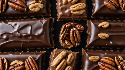 Wall Mural - Chocolate bars with pecans for fall dessert lovers.