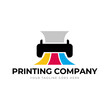 © fahmi - Printing company logo design with printer graphics  illustration with cyan, magenta, yellow, and black color.