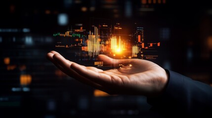 Hand Holding Data and Chart Visualization  Digital Technology