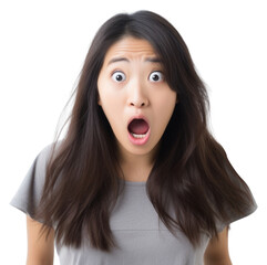 Canvas Print - PNG Asian girl getting frightened adult white background frustration.