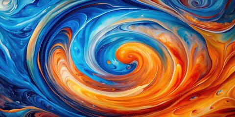 Wall Mural - Colorful abstract painting with a blue and orange swirl, abstract, painting, colorful, swirl, blue, orange, vibrant, modern