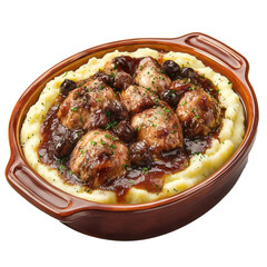 Wall Mural - a dish of coq au vin with mashed potatoes on transparent background