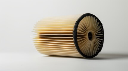 New pleated car air filter isolated on white background