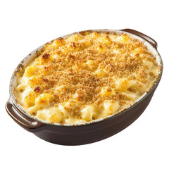 Wall Mural - a dish of baked mac and cheese with breadcrumbs on transparent background