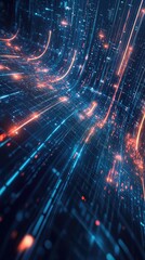 Wall Mural - vibrant digital abstract design featuring glowing lines and particles, representing technology and f
