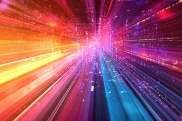Wall Mural - a vibrant explosion of colors, creating dynamic light trails in a futuristic, abstract design repres