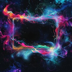 Wall Mural - A vibrant abstract swirl of colors, creating a mystical frame effect, perfect for digital art and creative backgrounds.