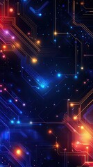 Wall Mural - vibrant abstract background featuring glowing circuit patterns and colorful lights for technology an