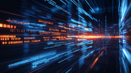 A futuristic image with lines of code and digital information flowing. It represents the idea of technology in its most basic form.