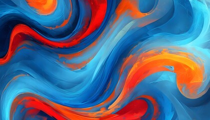 Wall Mural - Dynamic abstract design featuring swirling patterns in vibrant blue, red, and orange hues