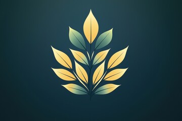 Leinwandbilder - stylized plant featuring an array of pointed green and yellow leaves, set against a deep, dark background that enhances its beauty
