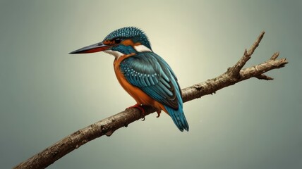 Sticker - A Vivid Kingfisher Perched on a Branch