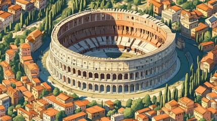 illustrations of buildings and areas for famous tours in italy, generative ai