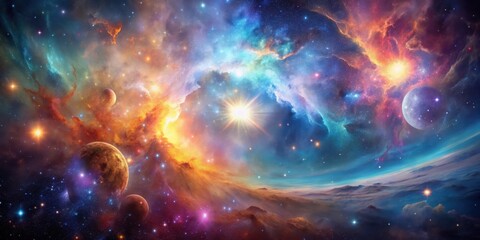 Wall Mural - Colorful cosmos with stardust and realistic nebula in space background, space, background, realistic, nebula