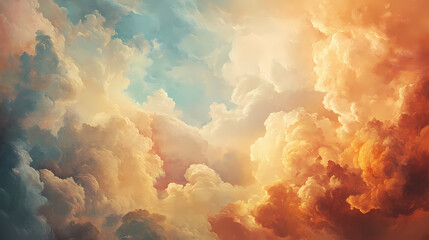Wall Mural - Background of renaissance cloud painting. Renaissance. Illustration