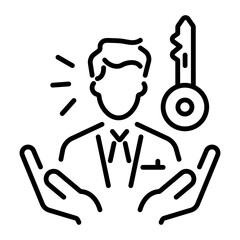 Poster - A line icon of key person 