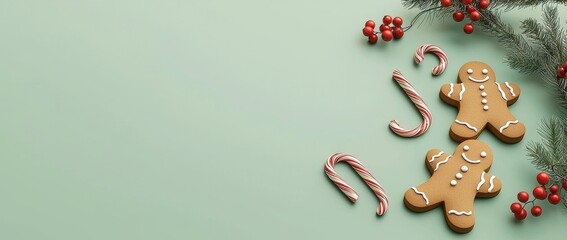 Poster - Gift box decorations on green background. 3D rendering