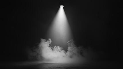 Aufkleber - Light from divine rays through a dark fog. Spotlight on isolated background.
