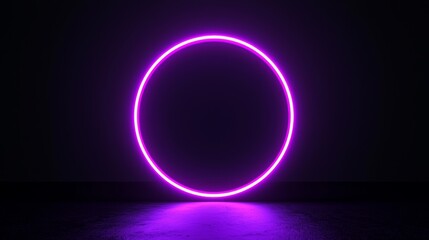 Aufkleber - Text template: Blue and purple neon glowing glare circle with rays. Isolated on black.