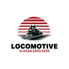 Canvas Print - Locomotive train silhouette logo design