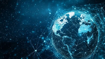 Aufkleber - Business wallpaper background with abstract holographic globe symbolizing social media and daily life.