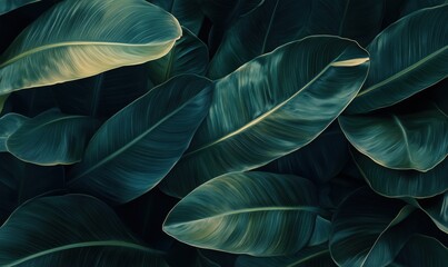 Wall Mural - a close up of green leaves with a light green background. the leaves are very large and the backgrou