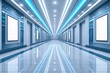 © Lux Images - Futuristic Hallway with LED Lighting and Blank Display Frames