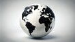 © Achiraya - Simple, iconic black and white globe illustration on a plain background, highlighting the continents, oceans, and delicate latitude and longitude lines in perfect detail.