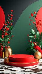 Wall Mural - a frame with christmas decorations on it and a green background