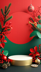 Wall Mural - a frame with christmas decorations on it and a green background