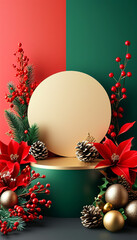 Wall Mural - a frame with christmas decorations on it and a green background