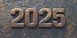 © TheMassive - The numbers '2025' carved in stone, metallic and copper color texture, symbolizing the new year.