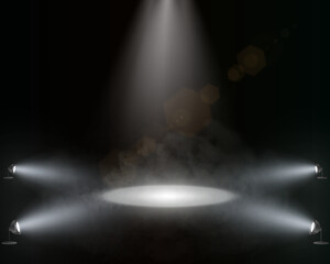 Aufkleber - Spotlight lamp, concert glow, empty background. Vector eps10.	
