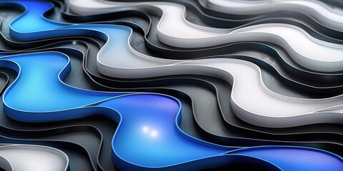 Wall Mural - A blue and white wave pattern with a light shining on it