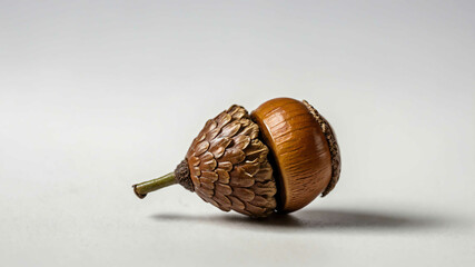 Oak acorn with plain white background