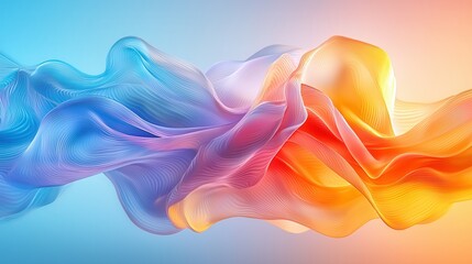 Abstract Wavy Lines in Blue, Pink, Orange and Yellow Colors.